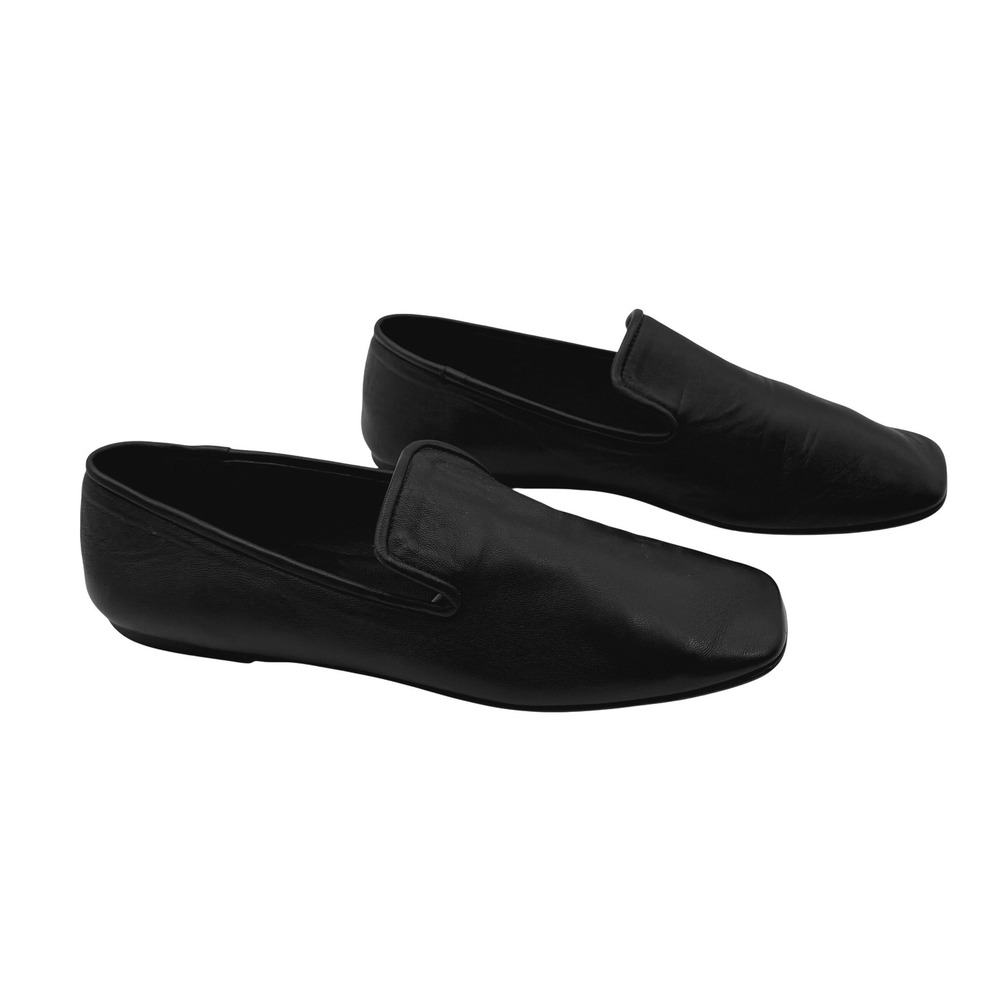 Everlane The Day Loafer Women's 7.5 Black Leather Square Toe Flats Made in Italy